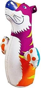 img 1 attached to 🐯 Roar into Fun with the 3D Bop Bag Pink Tiger: A Colorful Inflatable Blow Up Punching Bag Toy