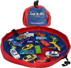 img 4 attached to 🧸 Lay-n-Go Building Block Mat and Bag Combo - Playmat, Toy Storage, Drawstring Bag for Babies and Toddlers - Building Block Container, Playmat Toy Storage Bag