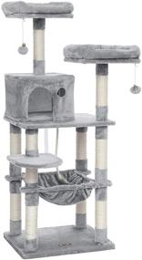 img 4 attached to 🐱 FEANDREA 56.3-Inch Multi-Level Cat Tree: Ultimate Furniture for Kittens with Sisal-Covered Scratching Posts, Plush Perches, Hammock, and Condo