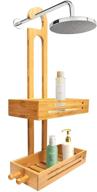 🚿 rustproof bamboo hanging shower caddy by crew & axel - 2 level storage organizer | waterproof & anti-stain | over the shower head caddy | 27"x11"x5 logo
