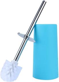 img 1 attached to 🚽 Bathroom Accessories Set - 6 Piece Plastic Bath Ensemble: Lotion Bottles, Toothbrush Holder, Tooth Mug, Soap Dish, Toilet Brush, Trash Can (Blue)