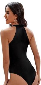 img 3 attached to 👗 Women's Fringe Sleeveless Bodycon Leotard Halter Bodysuit Top by Verdusa