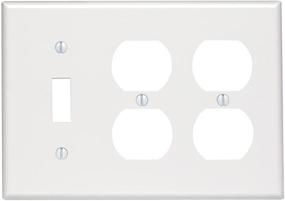 img 1 attached to 🔌 Leviton 88047 3-Gang 1-Toggle 2-Duplex Device Combination Wallplate - Standard Size, White - Efficient Mounting Design