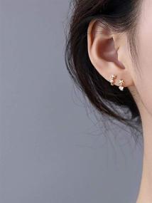 img 1 attached to S925 Sterling Silver CZ Star Cartilage Mini Tiny Cuff Hoop Earrings: Stylish Hypoallergenic Jewelry for Women, Teen Girls, and Sensitive Ears - Perfect Tragus Huggie Hoops!