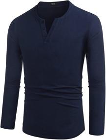 img 3 attached to COOFANDY Henley Sleeve Shirts Pullover Men's Clothing