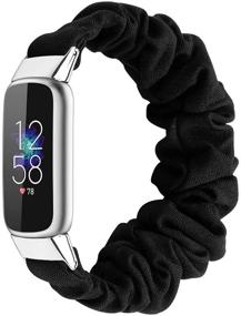 img 4 attached to 🖤 OCEBEEC Scrunchies Bands: Стильные тканевые браслеты для трекера Fitbit Luxe (Черный, Маленький)