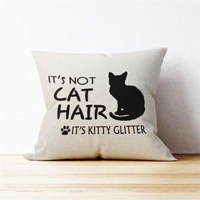 img 2 attached to 🐱 Mancheng-zi Funny Cat Pillow Case, Black Cat Cotton Linen Cushion Cover for Sofa Couch Bed, 18 x 18 Inch, Children Room Decoration, Kitty Glitter Design