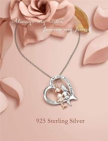 img 3 attached to Sterling Silver Sisters Necklace - Always My Sister, Forever My Friend Heart Pendant Gift