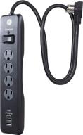 💡 ge 4-outlet surge protector with usb ports - 800 joules, twist to lock covers, 3 ft power cord - ul listed, black (33654) - buy now! logo