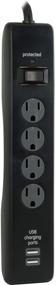 img 3 attached to 💡 GE 4-Outlet Surge Protector with USB Ports - 800 Joules, Twist to Lock Covers, 3 Ft Power Cord - UL Listed, Black (33654) - Buy Now!