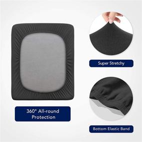 img 1 attached to 🛋️ Non-Slip Stretch Fleece Sofa Couch Cushion Covers - Washable Elastic Chair Seat Covers for Dogs and Pets, Dark Gray - Removable Furniture Slipcovers Protector for Kids (Chair)