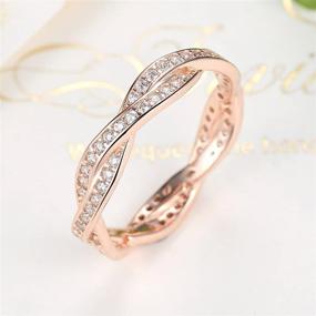 img 2 attached to Обручальные обручальные кольца для нее - Presentski розовое золото-покрытые 925 стерлинговое серебро с кубическим цирконием, обручальные кольца.