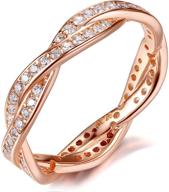 обручальные обручальные кольца для нее - presentski розовое золото-покрытые 925 стерлинговое серебро с кубическим цирконием, обручальные кольца. логотип