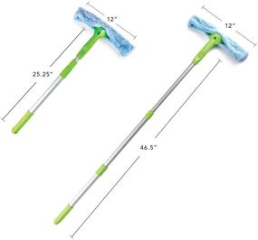 img 3 attached to Telescoping Window Cleaning Kit: Super Squeegee + 3 Section Aluminum Extension Pole, Lightweight All-in-One 5 Piece Set - Microfiber Glass Washer Brush x2, Soft Rubber Strip x2 - Ideal for Windows