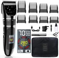 💇 ultimate professional hair clippers - rechargeable trimmer kit with titanium & ceramic blades, waterproof & cordless design, 2-speed adjustable, barber cape, and travel bag logo