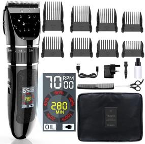 img 4 attached to 💇 Ultimate Professional Hair Clippers - Rechargeable Trimmer Kit with Titanium & Ceramic Blades, Waterproof & Cordless Design, 2-Speed Adjustable, Barber Cape, and Travel Bag