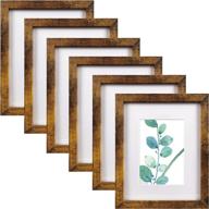 🖼️ set of 6 brown 8x10 picture frames - display 5x7 photos with or without mat logo