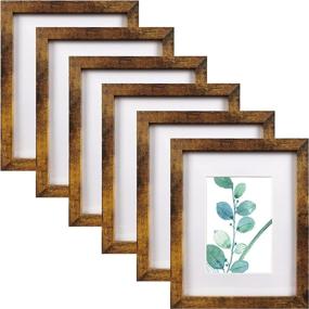 img 4 attached to 🖼️ Set of 6 Brown 8x10 Picture Frames - Display 5x7 Photos with or without Mat
