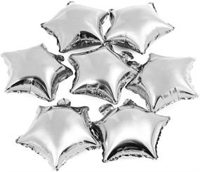 img 4 attached to 🌟 Sparkling Star-shaped Balloons: 10" Silver Foil Mylar Balloons, Pack of 50