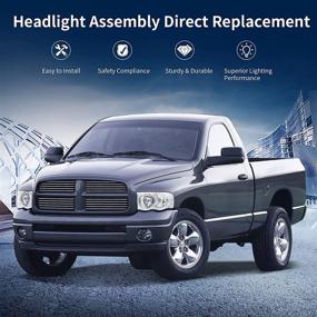 img 1 attached to Сборка фар высокого качества для пикап-трака Dodge Ram 2002-2005 гг. - фары стандарта OEM с хромированным корпусом и прозрачной линзой для отражения света от AUTOSAVER88.