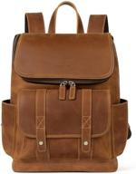 bostanten leather backpack for men - 15.6 inch laptop vintage travel office bag with large capacity - school shoulder bag logo