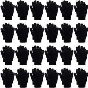 img 4 attached to 🧤 Cooraby 24 Pairs Kids Winter Gloves Warm Knitted Stretchy Full Finger Magic Gloves