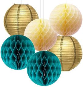 img 2 attached to 🎉 Teal Gold Birthday Party Decorations: Polka Dot Paper Fans for Wedding, Engagement, Bridal Shower, Bachelorette, and Turquoise Parties