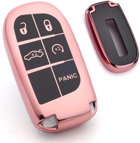 img 2 attached to Чехол для смарт-ключа TPU Smart Remote Key Fob - полная защита для Chrysler 300 200 Dodge Charger Challenger Dart Durango Journey, Jeep Grand Cherokee Renegade Fiat Freemont (розовый), Royalfox, 3 4 5 кнопок