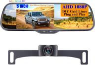 📸 2021 new chips rohent n01 ahd 1080p backup camera with 5" mirror monitor - two video channels, rear/front view, one-wire installation, grid lines diy setting for cars, suvs, trucks logo