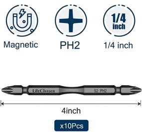 img 3 attached to 🧰 10 шт. Набор бит S2 Steel Phillips PH2 4-дюймовый с двойным наконечником для ударного отвертки от Lifechaser - готовый к удару набор бит с хвостовиком 1/4" и магнитной функцией.