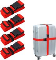 luggage-straps suitcases-belt tsa approved - adjustable 86 inch with quick-release buckle and organized belt travel accessories (red 4 pack) logo