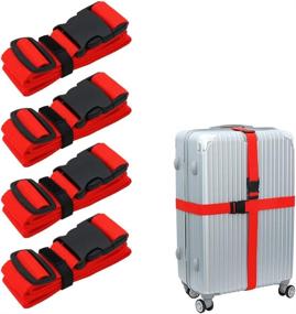 img 4 attached to Luggage-Straps Suitcases-Belt TSA Approved - Adjustable 86 Inch With Quick-Release Buckle And Organized Belt Travel Accessories (Red 4 Pack)