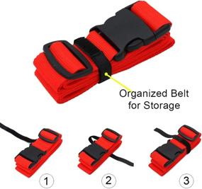 img 3 attached to Luggage-Straps Suitcases-Belt TSA Approved - Adjustable 86 Inch With Quick-Release Buckle And Organized Belt Travel Accessories (Red 4 Pack)