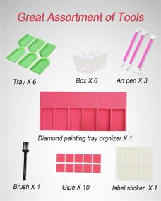 img 2 attached to 🎨 28 Piece Diamond Painting Tray Organizer Set with 5D Diamond Painting Art Holder - Multi Kit Storage for Adults, 6 Slot Beading Boat Tray Organizer with Diamond Painting Accessories Tools