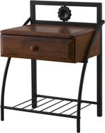 baxton studio jevenci vintage antique metal & walnut wood 1 drawer nightstand - stylish medium-sized design in dark bronze (model: ts7001-black) logo