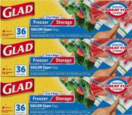 🗑️ glad trash &amp; food storage zipper bags - 2-in-1 gallon size - 36 count each (pack of 3), transparent (10602052) logo