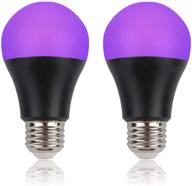 uv led black light bulb - 2 pack, 8w (60w equivalent) a19 e26 blacklight bulb uva level 385-400nm: perfect for body paint, club parties, and neon posters логотип