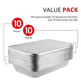 img 2 attached to 🍽️ 10-Pack Aluminum Pans with Lids - Disposable Roasting Pans for Large Slabs of Meat - Sturdy Catering Pans with Foil Covers