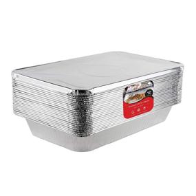 img 4 attached to 🍽️ 10-Pack Aluminum Pans with Lids - Disposable Roasting Pans for Large Slabs of Meat - Sturdy Catering Pans with Foil Covers