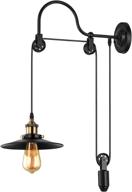 🔧 baycheer industrial adjustable gooseneck wall sconce: stylish black mounted lamp with pulley and e26 light bulb socket, ideal for indoor restaurant barn логотип