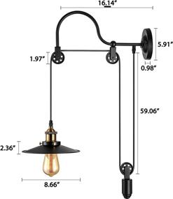 img 3 attached to 🔧 BAYCHEER Industrial Adjustable Gooseneck Wall Sconce: Stylish Black Mounted Lamp with Pulley and E26 Light Bulb Socket, Ideal for Indoor Restaurant Barn