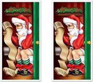 🎅 декоративные наклейки на дверь туалета с санта-клаусом beistle - рождественский декор и зимний праздничный аксессуар - размер 30" x 5', многоцветные. логотип