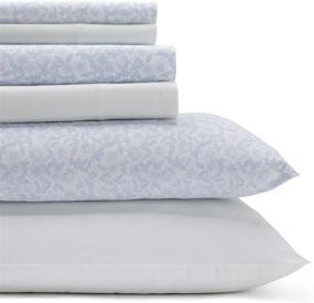 img 4 attached to 🛏️ Laura Ashley Home Percale Collection 6-Piece Percale Weave Sheet Set - 100% Cotton Queen Bedding - Cool, Crisp, Breathable - Belle Blue Cashmere