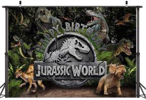 img 1 attached to 🦖 TJ 3D Динозавр Джурассик Мир Джунгли Фоны: Идеальная тема для детской вечеринки по случаю дня рождения мальчика, Baby Shower и реквизит для фотостудии - 5X3FT