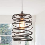 🏡 lnc rustic farmhouse brown pendant lighting for kitchen island, cage hanging lamp with rust finish logo