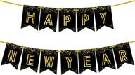 🎉 10 feet gold shiny happy new year banner - no diy, new year sign for nye party supplies 2022, nye banner, new year 2022 backdrop for decorations logo