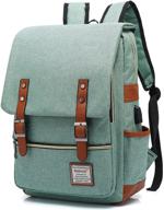 🎒 ugrace vintage laptop backpack with usb charging port, stylish water resistant travel backpack, casual daypack for men and women, fits up to 15.6-inch laptop, green logo