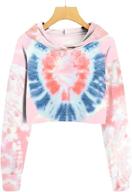 👚 imily bela tie-dye hooded crop tops for girls, long sleeve cute pullover sweatshirt hoodies logo