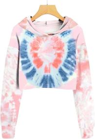 img 4 attached to 👚 Imily Bela Tie-dye Hooded Crop Tops for Girls, Long Sleeve Cute Pullover Sweatshirt Hoodies