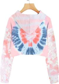 img 3 attached to 👚 Imily Bela Tie-dye Hooded Crop Tops for Girls, Long Sleeve Cute Pullover Sweatshirt Hoodies